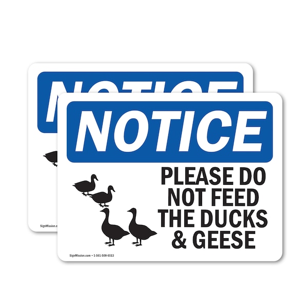 Signmission Please Do Not Feed The Ducks And Geese Sign With Symbol, 7 in W x Rectangle, Vinyl Decal OS-2PACK-NS-D-57-L-17379 - main